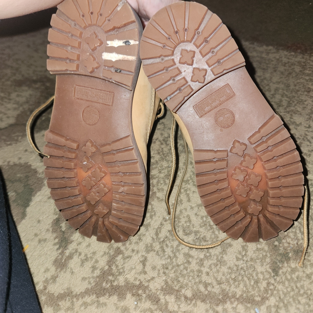 Timberland Tan Kids Boots with Gold Accents - Picture 9 of 9
